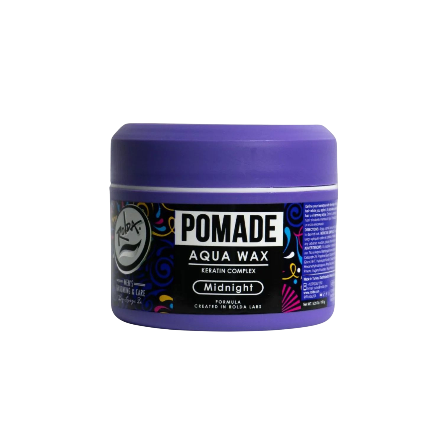 THE BLACK BEARD BARBERSHOP POMADE-AQUA-WAX-MIDNIGHT.